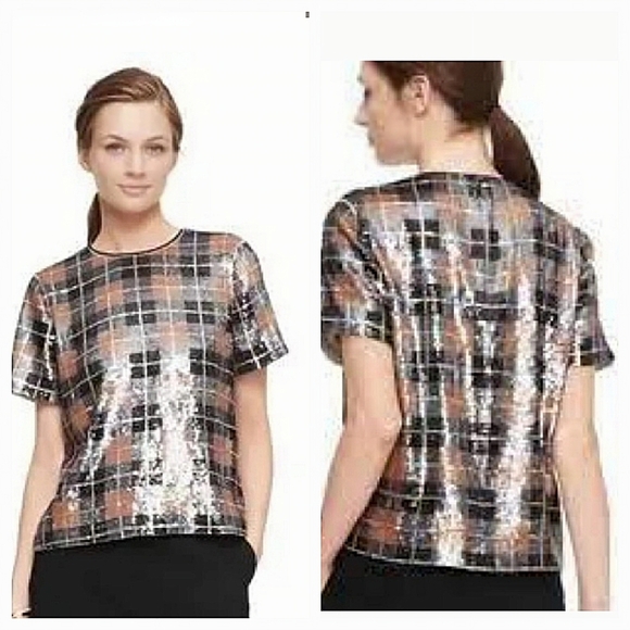 kate spade Tops - KATE SPADE Sequin Plaid BLOUSE